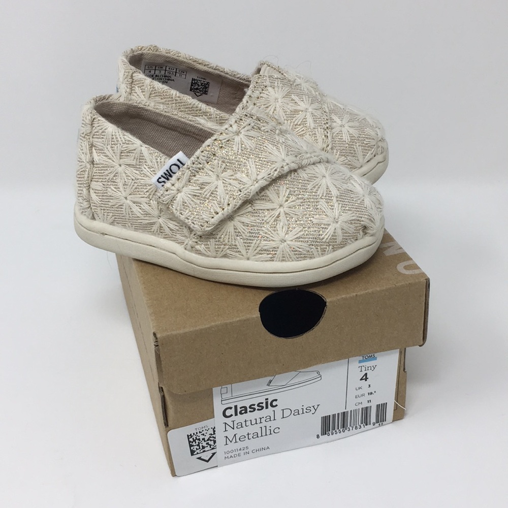 Toms Classic Natural Daisy Metallic - size T4